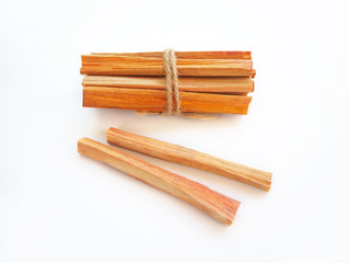 sappan wood or sappan tree on white background is a chinese herb and suitable to invigorate blood ,remove stagnation and lowers risk of heart disease use for herb tea product or health care concept.