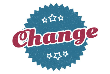 change sign. change round vintage retro label. change