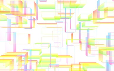 Colorful abstract digital and technology background. The pattern with repeating rectangles. 3D illustration