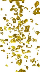 Digital currency symbol Bitcoin on a white background. Fall of bitcoin. crypto currency graph on virtual screen. Business, Finance and technology concept. 3D illustration