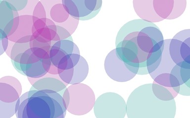 Multicolored translucent circles on a white background. Pink tones. 3D illustration