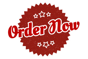 order now sign. order now round vintage retro label. order now