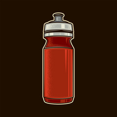 Original vector illustration. Sports water bottle in vintage style.