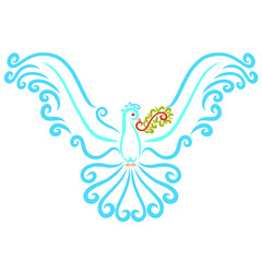 Obraz premium blue patterned dove with a twig in its beak