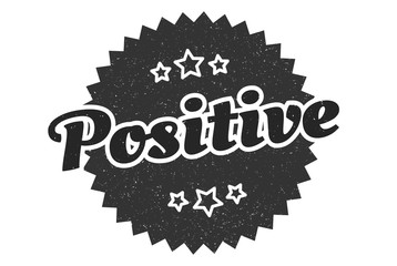 positive sign. positive round vintage retro label. positive