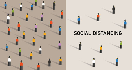 Social distancing prevention corona virus covid-19 ector illustration