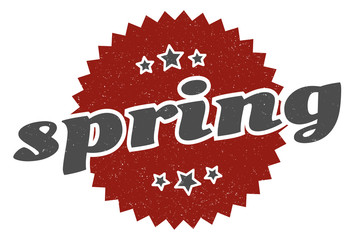 spring sign. spring round vintage retro label. spring