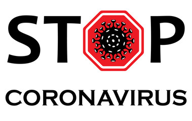 Sign caution coronavirus.Stop coronavirus 2019-nCoV. Coronavirus outbreak. Coronavirus danger and public health risk disease and flu outbreak.Pandemic medical concept with dangerous cells.illustration