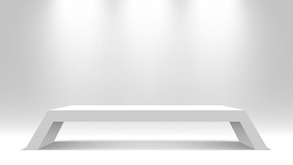 White pedestal. Stand. Desk. Podium. Vector illustration. - obrazy, fototapety, plakaty