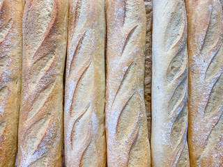 Freshness bread on shelf in the store food and bakery backgrounds