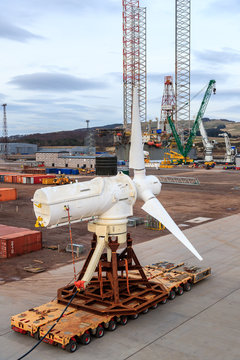 NIGG, SCOTLAND - 2017 MARCH 24. AHH&rsquo;s 1.5MW tidal turbine being installed at Nigg to capture green energy from ocean currents.