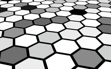 Honeycomb gray colored. Perspective view on polygon look like honeycomb. Isometric geometry. 3D illustration