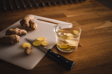 Preparation of ginger tea. Ginger tea for strong immunity.