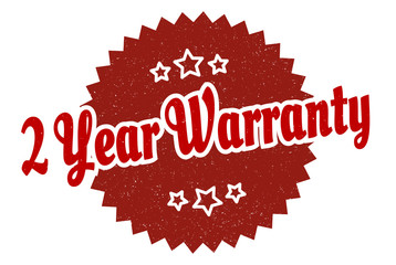 2 year warranty sign. 2 year warranty round vintage retro label. 2 year warranty