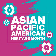 Asian Pacific American Heritage Month. Celebrated in May. It celebrates the culture, traditions and history of Asian Americans and Pacific Islanders in the United States. Poster, card, banner. Vector © scoutori