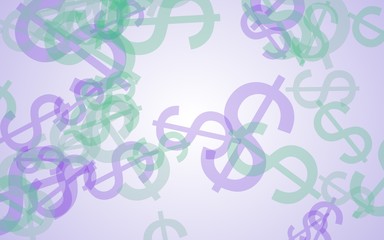Multicolored translucent dollar signs on white background. 3D illustration