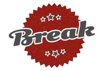 break sign. break round vintage retro label. break