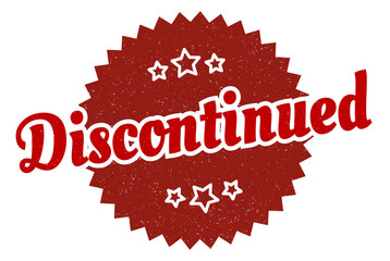 discontinued sign. discontinued round vintage retro label. discontinued