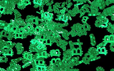 Digital currency symbol Bitcoin on a dark background. Fall of bitcoin. crypto currency graph on virtual screen. Business, Finance and technology concept. 3D illustration