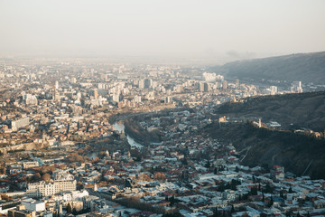 Obraz premium Beautiful aerial view of Tbilisi architecture in Georgia.