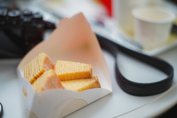 切られたバームクーヘン