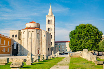 Fototapeta na wymiar San Donato Church - Zara famous place in historical city of Croatia