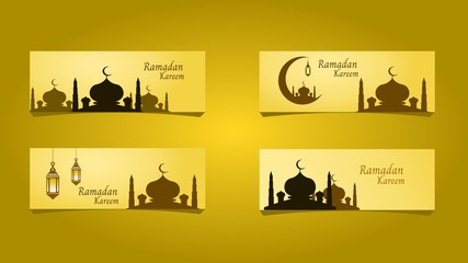 ramadan kareem.ramadan design with a mosque image and a half month on it.vector illustration