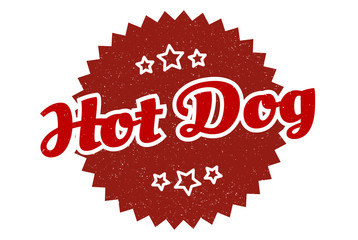 hot dog sign. hot dog round vintage retro label. hot dog