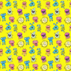 pattern with microbes and bacteria, children's Wallpaper with viruses and microbes