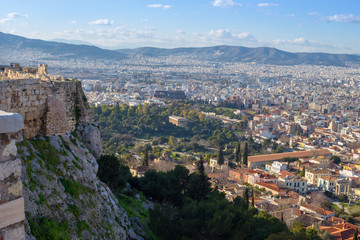 Naklejka premium View of Athens from the top of the Acropolis in Greece