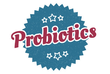 probiotics sign. probiotics round vintage retro label. probiotics