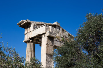 Ancient Greek marble pillar in Athens