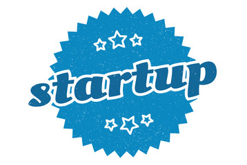 startup sign. startup round vintage retro label. startup