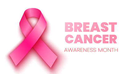 Pink ribbon. Breast cancer awareness month poster. Vector illustration.