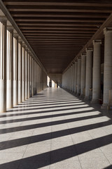 Beautiful old Colonnade of the Ancient Agora of Athens in Greece