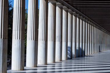 Obraz premium Beautiful old Colonnade of the Ancient Agora of Athens in Greece