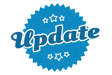 update sign. update round vintage retro label. update