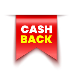 Cash back banner. Sticker. Red ribbon. Vector illustration.
