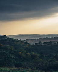 Beautiful landscape view of mountains and valleys in Portugal at sunset