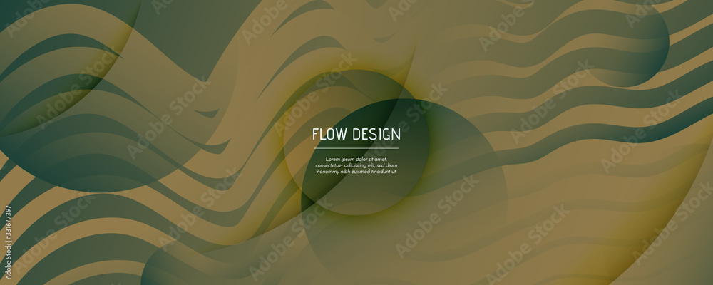 Wall mural green landing page design. 3d fluid shapes