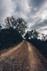 Mountain road between valleys and in Portugal at sunset