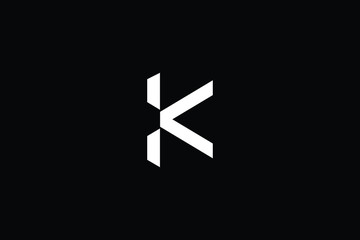 Minimal elegant monogram art logo. Outstanding professional trendy awesome artistic K initial based Alphabet icon logo. Premium Business logo in White color on black background