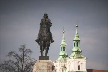 Fototapeta na wymiar Jan Matejko Square. Grunwald Monument in Krakow. Poland