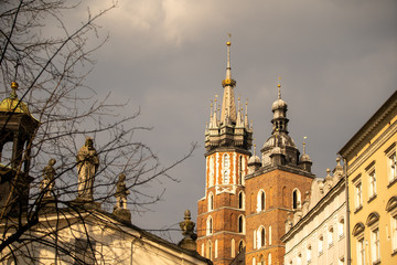 Fototapeta na wymiar St. Mary's Basilica in Krakow. Sunny day