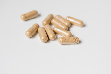 pills on white background