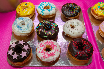 Fresh homemade donuts with icing.