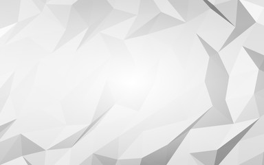 White abstract background. Lowpoly backdrop. Crumpled paper. 3D illustration