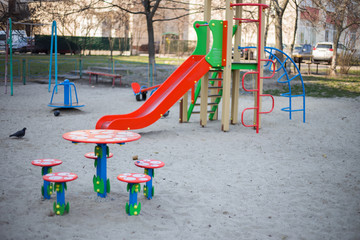 Children's playground in the yard in Kiev in Ukraine
