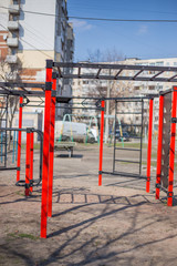 Fototapeta na wymiar Home-made street playground gym for sports