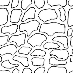 Stones handdrawn seamless black and white pattern. Vector illustration.